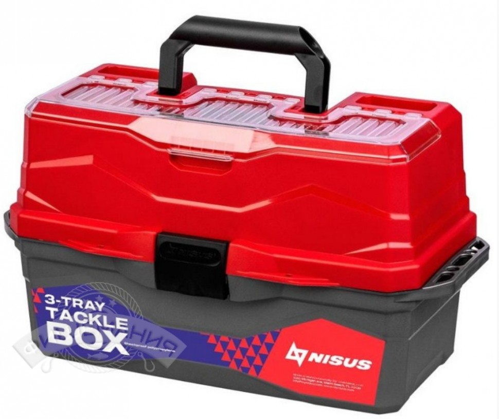 Ящик рыболовный Nisus 3-tray box трехполочный красный 44,5x25x22 см 