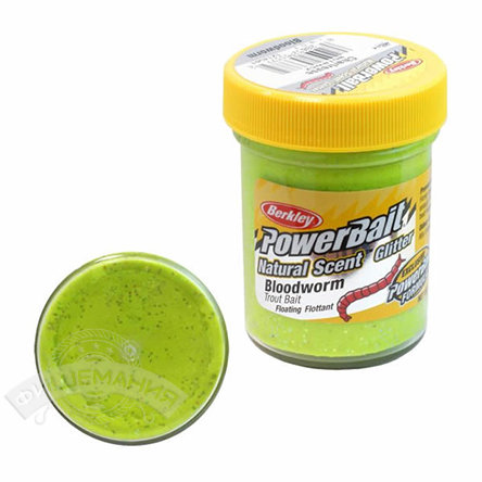 Паста  Berkley  PowerBait Dough Natural Scent Bloodworm - Chartreuse