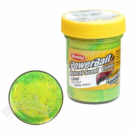 Паста  Berkley  PowerBait Dough Natural Scent Fish Liver - Fluo Green Yellow