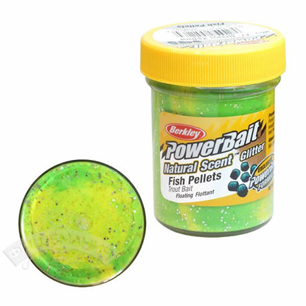 Паста  Berkley  PowerBait Dough Natural Scent Fish Pellet Trout Bait - Fluo Green Yellow
