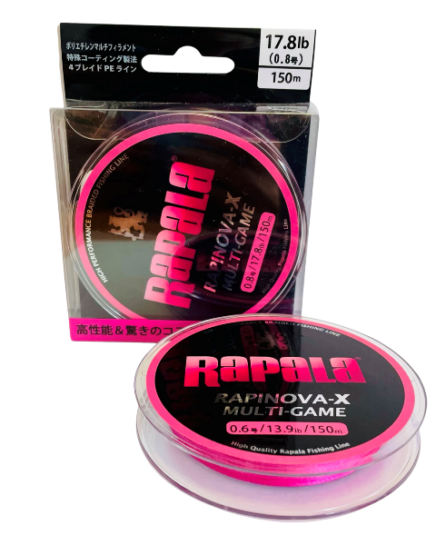 Леска плетеная Rapala Rapinova-X8 150м розовая PE