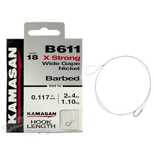 Крючки Kamasan B611 Wide Gape Strong с поводком